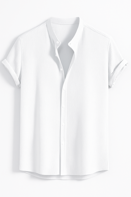 Men's Polycotton Regular Fit Casual Shirt-White (Size-L)